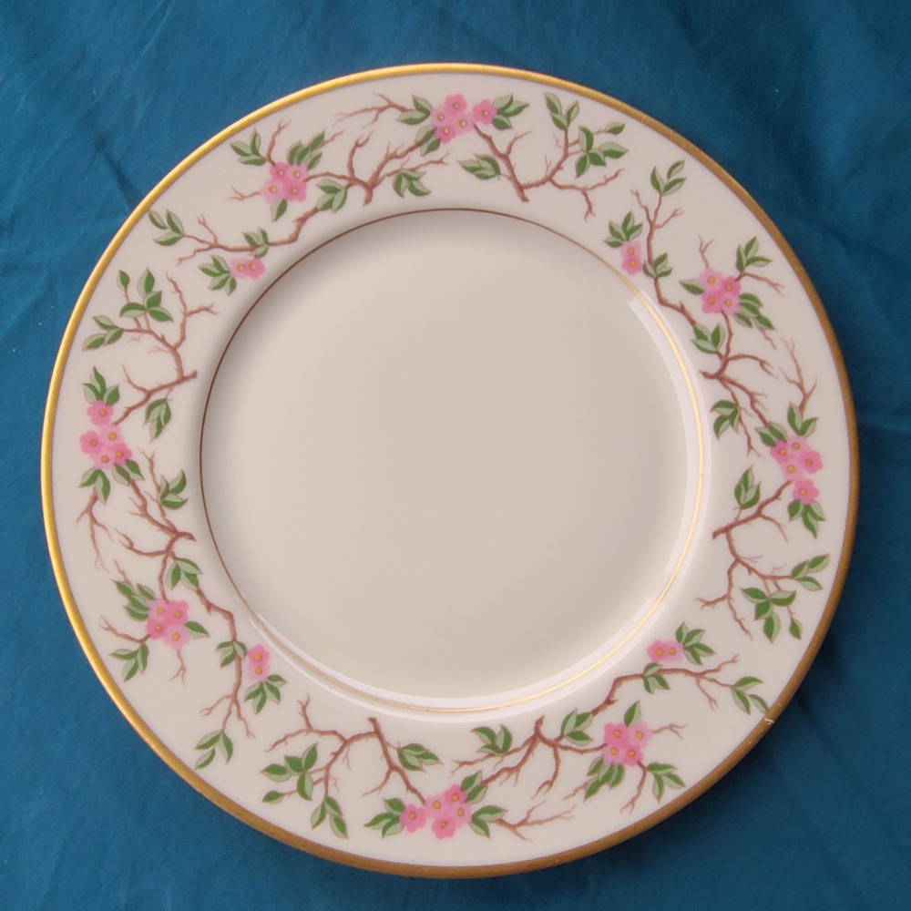 Franciscan China Woodside Bread Plate 8 3/8" White Pink Floral Gold Rim Vintage